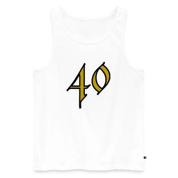 40. 40 ANS. 40e ANNIVERSAIRE. ANNIVERSAIRE 40 ANS. - Débardeur bio Premium Homme - blanc - Devant - Michal (187cm)