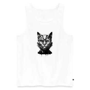 Katzenkopf gestaltet als Roboter im Retro-Look - Männer Premium Bio Tank Top - Weiß - Vorne - AI Model Male 178 light (178cm)
