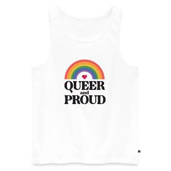 Mois de la fierté LGBT - Queer et fier - Débardeur bio Premium Homme - blanc - Devant - Michal (187cm)