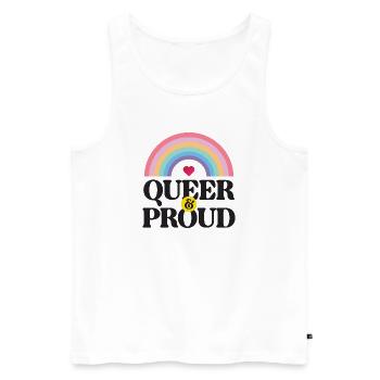 Mois de la fierté LGBT - Queer et fier - Débardeur bio Premium Homme - blanc - Devant - Michal (187cm)