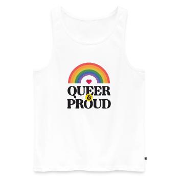 Mois de la fierté LGBT - Queer et fier - Débardeur bio Premium Homme - blanc - Devant - Michal (187cm)