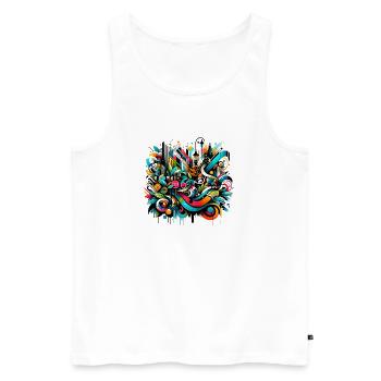 dynamische Graffiti-Illustration Urban Art - Männer Premium Bio Tank Top - Weiß - Vorne - Michal (187cm)