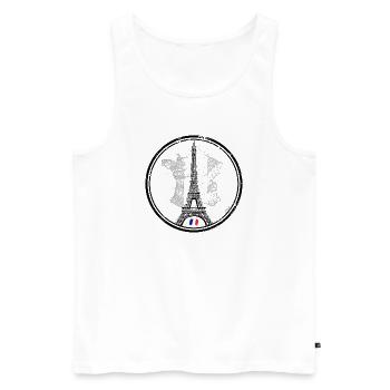 Grunge Eiffelturm in französischer Flagge - Männer Premium Bio Tank Top - Weiß - Vorne - AI Model Male 178 light (178cm)
