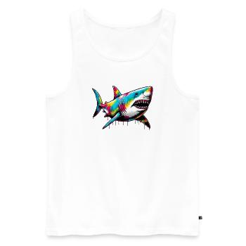 Requin - Débardeur bio Premium Homme - blanc - Devant - Michal (187cm)