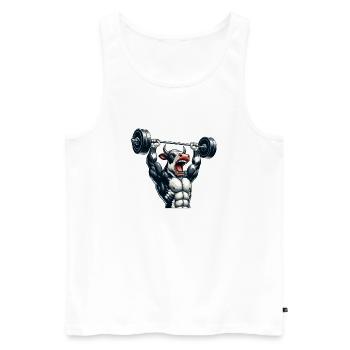 Kuh Ochse Bulle Hantel Workout - Männer Premium Bio Tank Top - Weiß - Vorne - Michal (187cm)