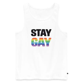 LGBTQ Pride Month - Stay Gay - Men's Premium Organic Tank Top - white - Front - Michal (187cm)