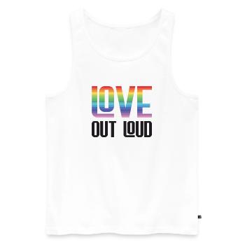 Mois de la fierté LGBTQ - Love Out Loud - Débardeur bio Premium Homme - blanc - Devant - Michal (187cm)