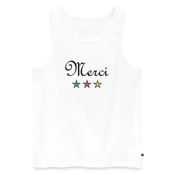 MERCI. MAÎTRESSE. MAÎTRE. MERCI MAÎTRESSE - Débardeur bio Premium Homme - blanc - Devant - Michal (187cm)