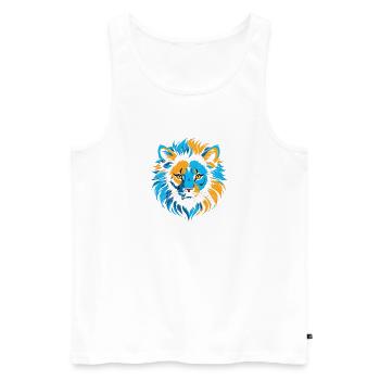 Farbenfroher Löwenkopf-Ikone - Männer Premium Bio Tank Top - Weiß - Vorne - Michal (187cm)