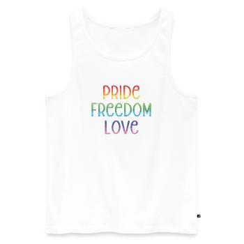 LGBT Pride Month - Peace. Freedom. Love. - Men's Premium Organic Tank Top - white - Front - Michal (187cm)