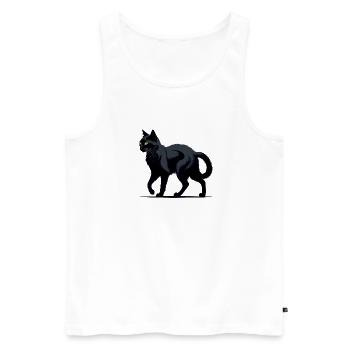 Nachtkater Silhouette - Männer Premium Bio Tank Top - Weiß - Vorne - Michal (187cm)