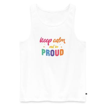 LGBT Pride Month - Ruhe bewahren und stolz sein - Männer Premium Bio Tank Top - Weiß - Vorne - Michal (187cm)