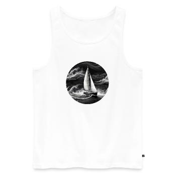 Monochromer Segler im Sturm - Männer Premium Bio Tank Top - Weiß - Vorne - Michal (187cm)