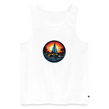 Sonnenuntergangs-Segelboot Neon - Männer Premium Bio Tank Top - Weiß - Vorne - Michal (187cm)