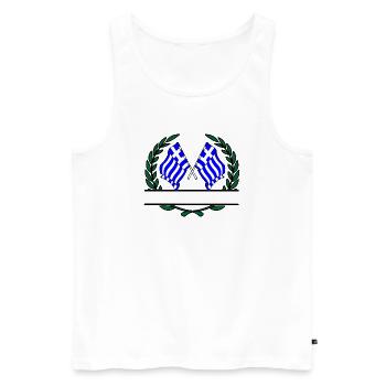Flags Greece laurel wreath banner - Men's Premium Organic Tank Top - white - Front - AI Model Male 178 light (178cm)