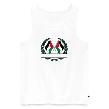 Fahnen mit palästinensischem Lorbeerkranz - Männer Premium Bio Tank Top - Weiß - Vorne - Michal (187cm)