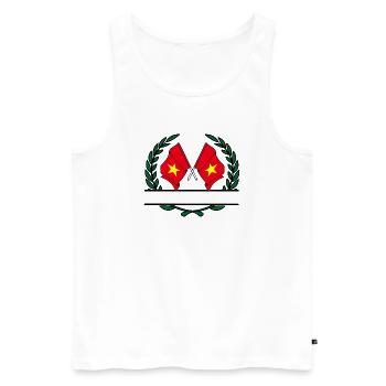 Drapeaux Vietnam bannière couronne de laurier - Débardeur bio Premium Homme - blanc - Devant - Michal (187cm)