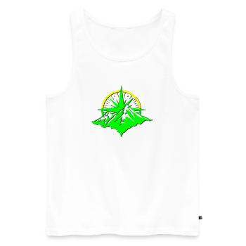 Compass With Mountain Silhouette - Men's Premium Organic Tank Top - white - Front - AI Model Male 178 light (178cm)