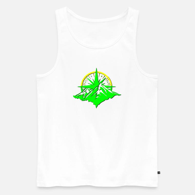 Compass With Mountain Silhouette - Männer Premium Bio Tank Top - Weiß