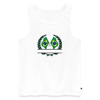 Drapeaux Brésil bannière couronne de laurier - Débardeur bio Premium Homme - blanc - Devant - Michal (187cm)