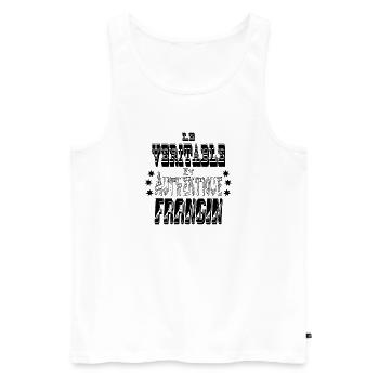 Le Véritable et Authentique Frangin - Débardeur bio Premium Homme - blanc - Devant - Michal (187cm)