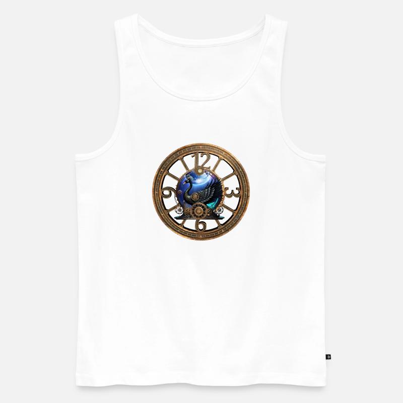 Schwarzer Steampunk-Schwan - Männer Premium Bio Tank Top - Weiß