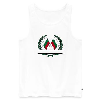 Drapeaux Bulgarie couronne de laurier bannière - Débardeur bio Premium Homme - blanc - Devant - Michal (187cm)