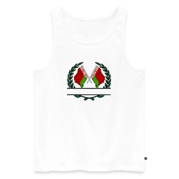 Drapeaux Biélorussie couronne de laurier bannière - Débardeur bio Premium Homme - blanc - Devant - Michal (187cm)