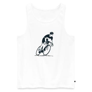 Rennradfahrer Silhouette Radsport minimalistisch - Männer Premium Bio Tank Top - Weiß - Vorne - Michal (187cm)