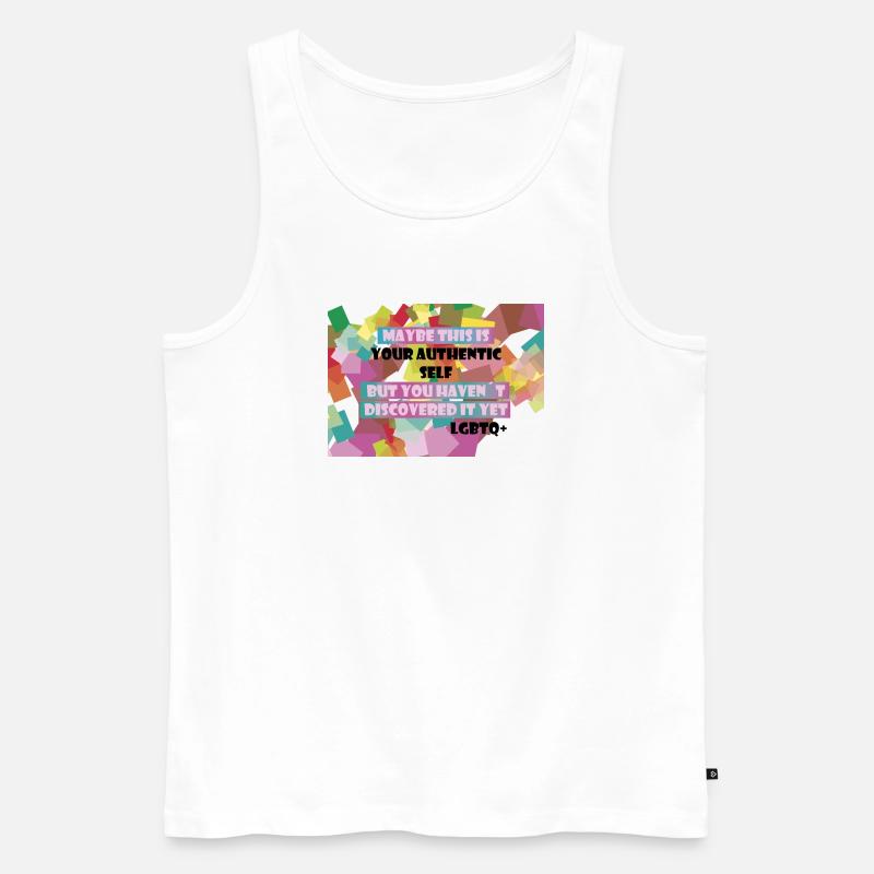 Wer bin ich? LGBTQ+? - Männer Premium Bio Tank Top - Weiß
