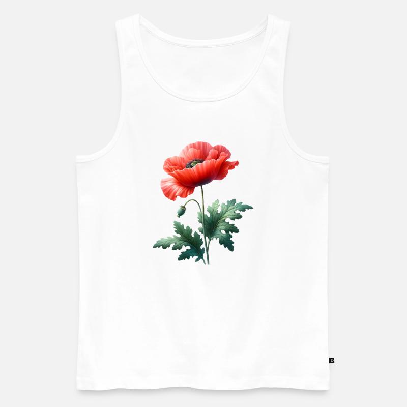 Mohnblumenmotiv: Eine leuchtend rote Mohnblume - Männer Premium Bio Tank Top - Weiß