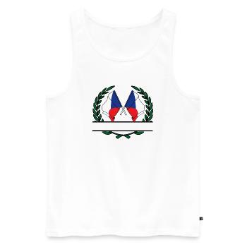 Drapeaux République tchèque couronne de laurier bannière - Débardeur bio Premium Homme - blanc - Devant - Michal (187cm)