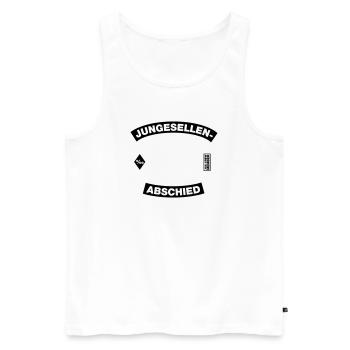 Bachelor Party Motif Frame (Bachelor Party MC Rocker Cowl Design) - Men's Premium Organic Tank Top - white - Front - AI Model Male 178 light (178cm)