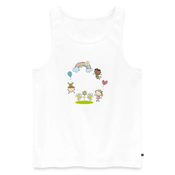 Kinder der Erde mit Regenbogen Blumen Luftballon - Männer Premium Bio Tank Top - Weiß - Vorne - AI Model Male 178 light (178cm)