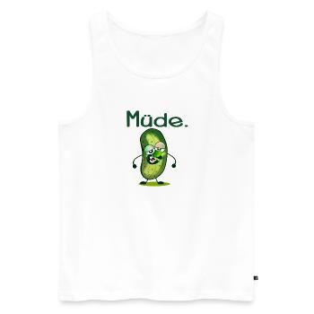 MÜDE SEIN - MÜDIGKEIT - GURKE - Männer Premium Bio Tank Top - Weiß - Vorne - Michal (187cm)
