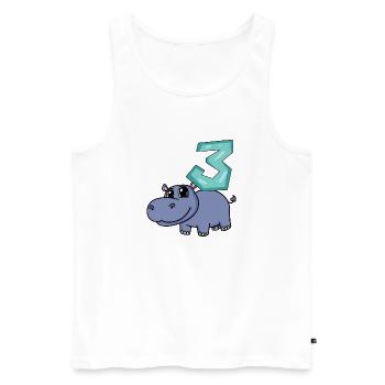 Motif 3ème anniversaire Hippopotame - Trois ans - Débardeur bio Premium Homme - blanc - Devant - Michal (187cm)