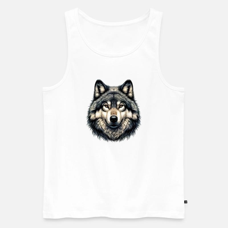 Wolf - Männer Premium Bio Tank Top - Weiß
