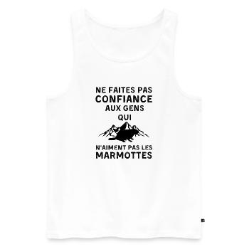 Ne faites confiance qui n aiment pas les marmottes - Débardeur bio Premium Homme - blanc - Devant - Michal (187cm)