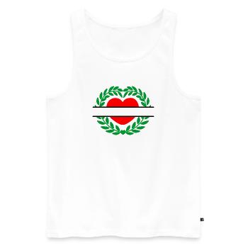 Couronne de laurier en forme de coeur rouge - Débardeur bio Premium Homme - blanc - Devant - Michal (187cm)