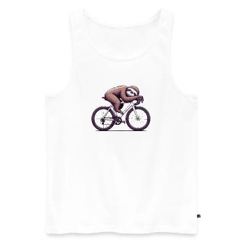 Sloth on road bike cyclist humor - Men's Premium Organic Tank Top - white - Front - AI Model Male 178 light (178cm)