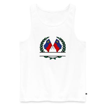 Drapeaux Liechtenstein couronne de laurier bannière - Débardeur bio Premium Homme - blanc - Devant - Michal (187cm)