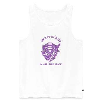 Löwenheld Kampfgeist Wappenshield Design - Männer Premium Bio Tank Top - Weiß - Vorne - AI Model Male 178 light (178cm)