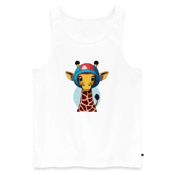 Space Giraffe with Helmet - Men's Premium Organic Tank Top - white - Front - AI Model Male 178 light (178cm)