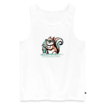 Cute cartoon squirrel enjoying summer - Men's Premium Organic Tank Top - white - Front - AI Model Male 178 light (178cm)