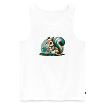 Cute cartoon squirrel playing table tennis - Men's Premium Organic Tank Top - white - Front - Michal (187cm)