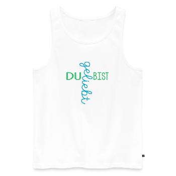 CHRISTLICHER GLAUBE - DU BIST GELIEBT - Männer Premium Bio Tank Top - Weiß - Vorne - Michal (187cm)