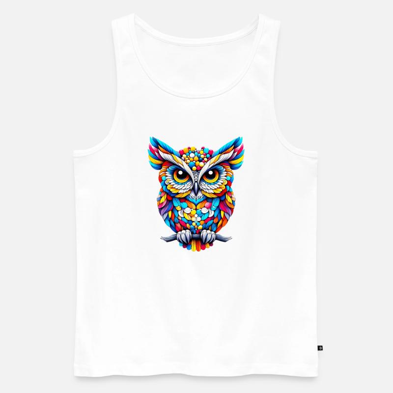 Eule - Männer Premium Bio Tank Top - Weiß