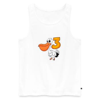 3ème anniversaire motif pélican - trois ans - Débardeur bio Premium Homme - blanc - Devant - Michal (187cm)