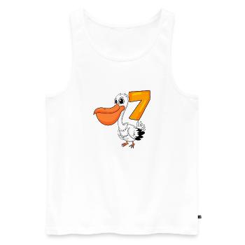 7th Birthday Motif Pelican - Seven Years Old - Men's Premium Organic Tank Top - white - Front - AI Model Male 178 light (178cm)