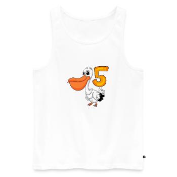 5th Birthday Motif Pelican - Five Years Old - Men's Premium Organic Tank Top - white - Front - AI Model Male 178 light (178cm)